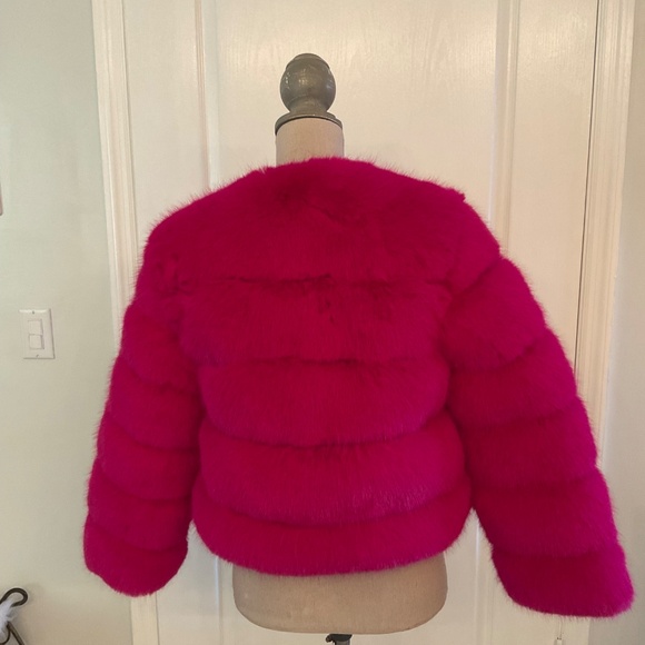 Fashion Pink Faux Fur Jacket Size M - Picture 7 of 9